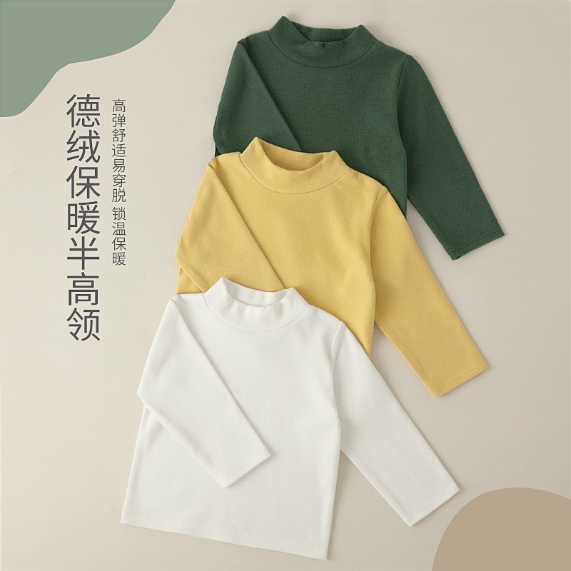 เสื้อกันหนาว/เสื้อชั้นในเด็ก คอเต่า ผ้ากำมะหยี่ (เยอรมัน) แขนยาว สำหรับฤดูใบไม้ผลิ-ใบไม้ร่วง