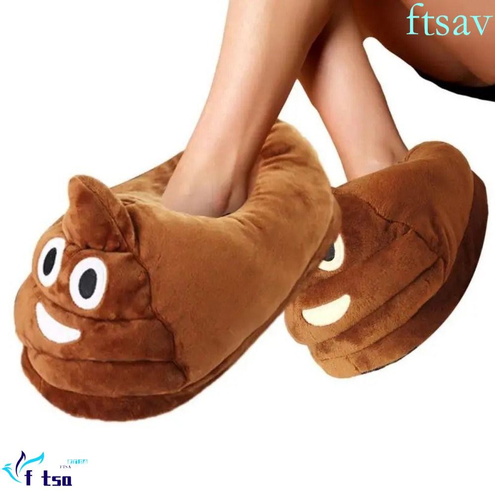 Swiftsaver 1 คู่ Poop รองเท้าแตะอุ่น, Big Foot Shape ตลก Expression Poop รองเท้าแตะ, สบายหนา Footed Poop Foot Plush รองเท้าแตะบ้าน