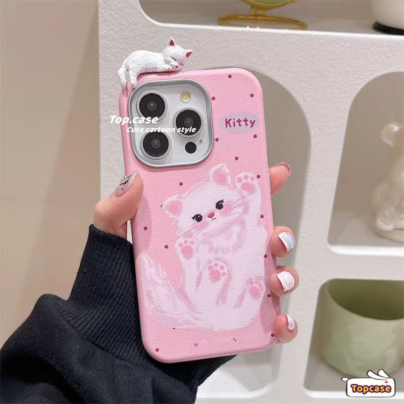 สําหรับ OPPO A3X A60 A79 A38 A18 A95 A94 A93 A92 A78 A76 A17 A16 A15 A31 A53 2020 3D Lucky Cat Bow ธรรมดารูปแบบหนังชุบเลนส์กรอบเคสโทรศัพท์ปกอ่อน - รูปที่ 6