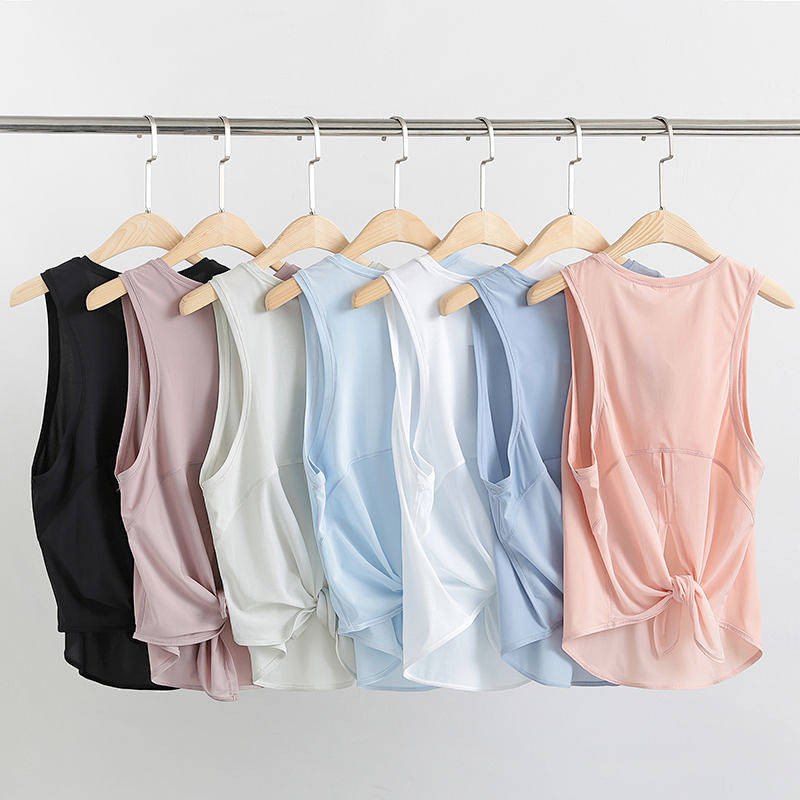 2024 New Loose Mesh Outer Sports Vest Workout Top Quick-Drying Sleeveless Blouse Yoga Clothes for Women 5ojZ