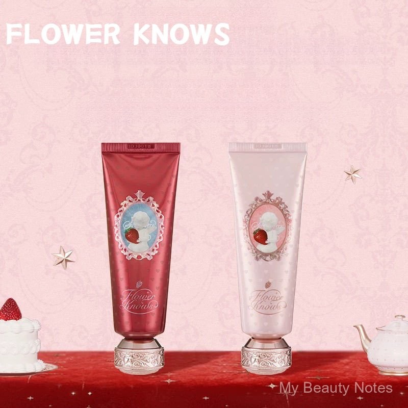 Flower Knows ดอกไม้รู้ใหม่สตรอเบอร์รี่กามเทพสาระสำคัญกลิ่นหอมครีมทามือชุ่มชื้นสดชื่นแบบพกพาชุ่มชื้นกลิ่นหอมชุ่มชื้น qcac