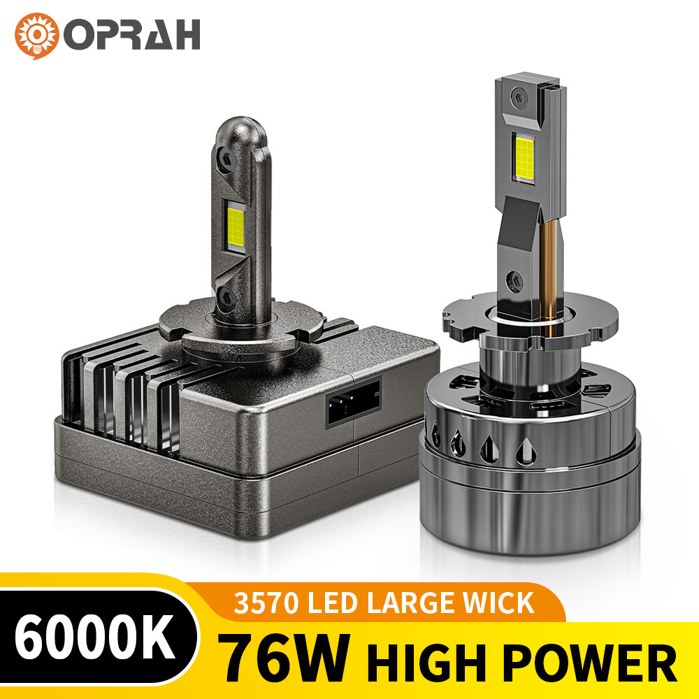 Oprah 2pcs DXL 76W D1S D2S D3S D4S D5S D8S LED ไฟหน้า 3570 ไฟหน้ารถหลอดไฟ 12V