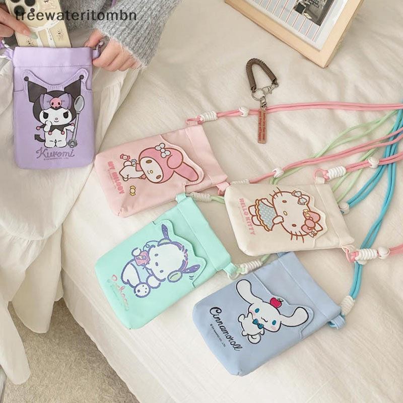 Tt Kawaii Sanrio Hello Kitty Crossbody กระเป๋าโทรศัพท์มือถือ My Melody Kuromi แบบพกพาอะนิเมะกระเป๋าเหรียญผู้ถือบัตร Xmas ของขวัญ mbn