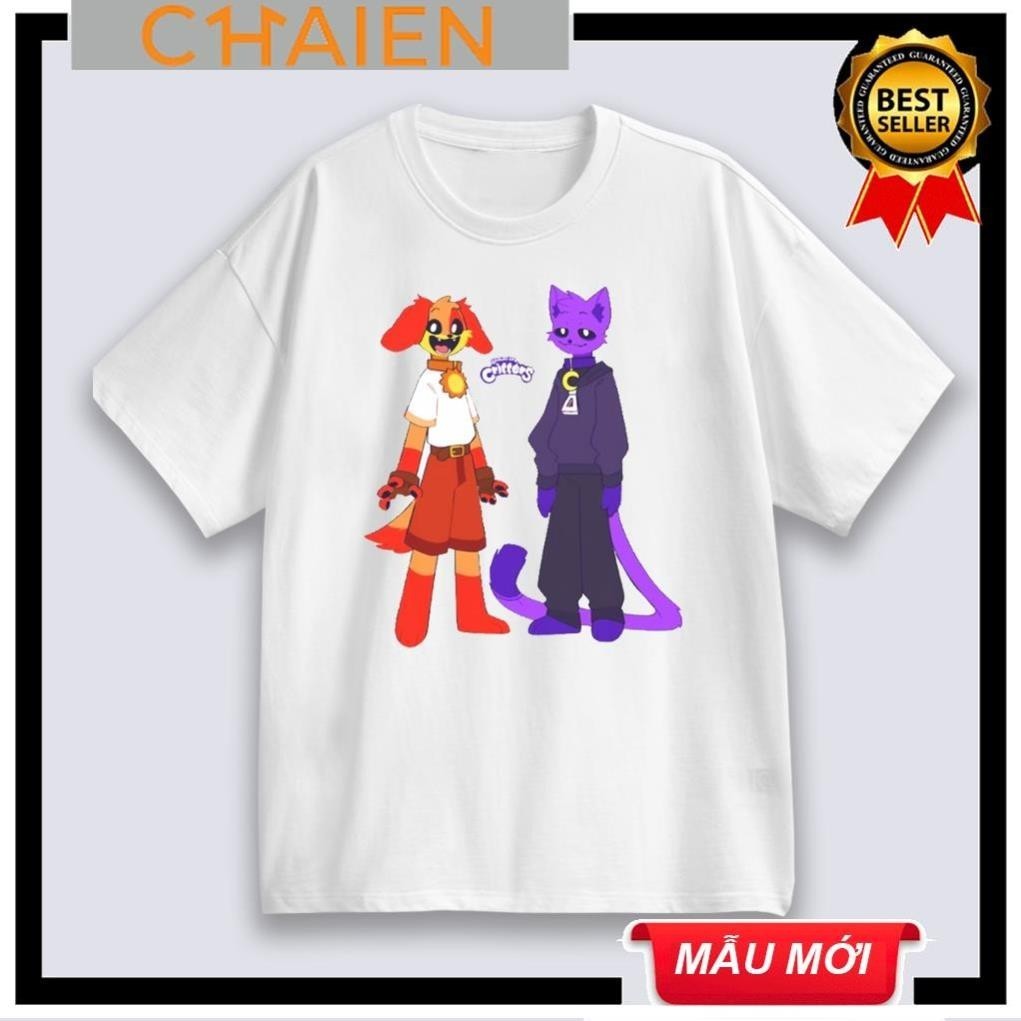 😆🙌 เสื้อยืด Poppy Playtime 3 พิมพ์ลาย Catnap x Dogday Smiling Critters ทุกไซส์ 100-150