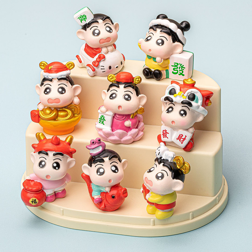 8 ชิ้นภาพวาด Shin-chan ปีใหม่ 3D เรซิ่น Charms สําหรับ DIY(4-349)