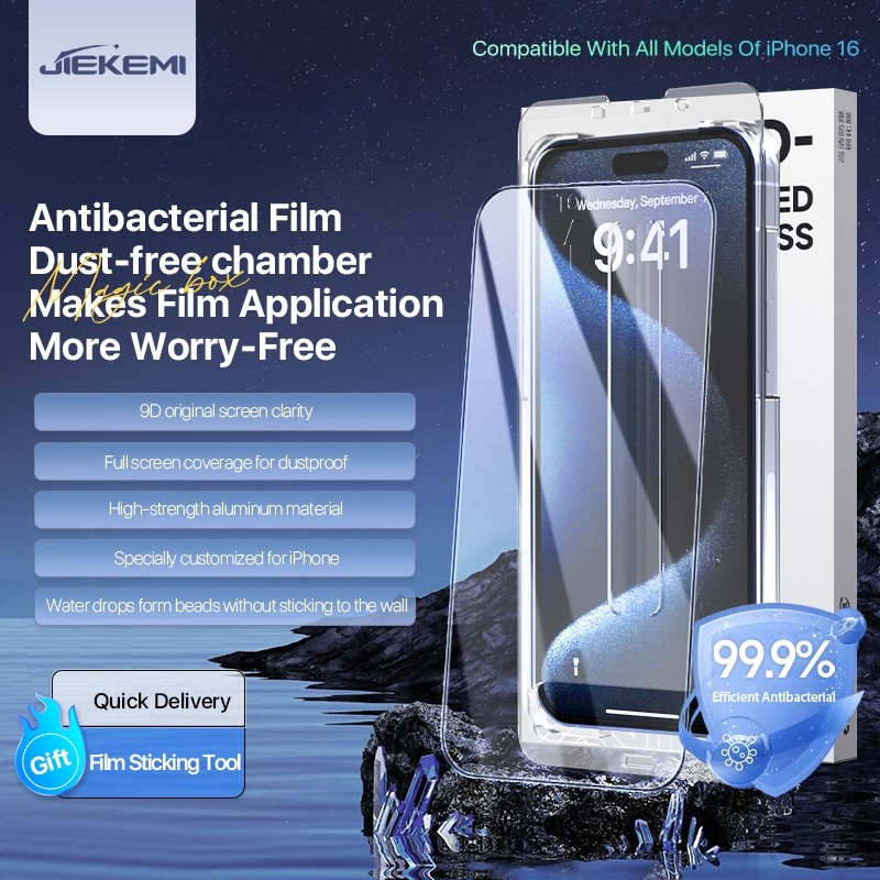 Jiekemi ฟิล์มกระจกนิรภัยโทรศัพท์มือถือ ฟิล์มกันรอย For iphone14 i14plus i14 pro i14pro max i13 pro m