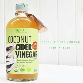 Agrilife อะกรีไลฟ์ น้ำส้มสายชูหมักจากกะทิไขมันต่ำ เกรดออร์แกนิค Agrilife Coconut Cider Vinegarขนาด 480mL ขนาด