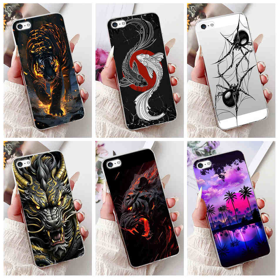 สําหรับ iPhone 5 5s SE (2016) 4 4s แฟชั่นใหม่ Dragon Spider สไตล์ปลอกซิลิโคนอ่อนนุ่มเคสโทรศัพท์ TPU ใส
