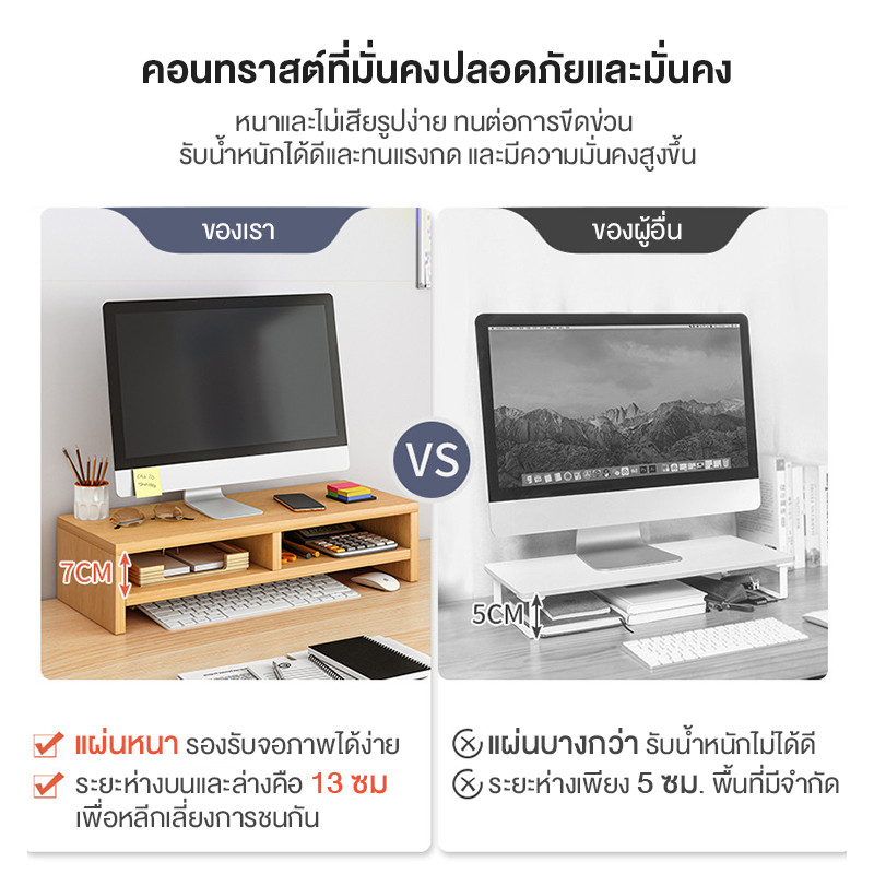 ที่วางคอม ชั้นวางจอคอม สองชั้นชั้นวาง คุณภาพดโต๊ะตั้งคอม 50*20*13cm เหมาะกับทุกโต๊ะ - รูปที่ 4