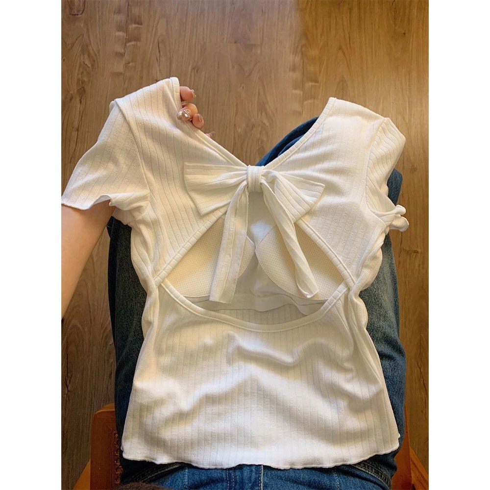 ⭐Fern Shop โบว์แขนสั้นผู้หญิงเสื้อยืด