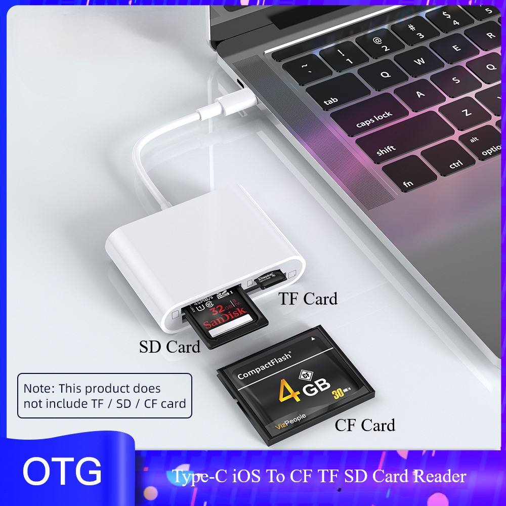 3 in 1 Type-C/iOS ถึง CF/TF/SD Card Reader USB C iOS 18 17 16 15 14 13 OTG กล้องอะแดปเตอร์สําหรับ Compact Flash Memory Card Converter สําหรับ Xiaomi Samsung