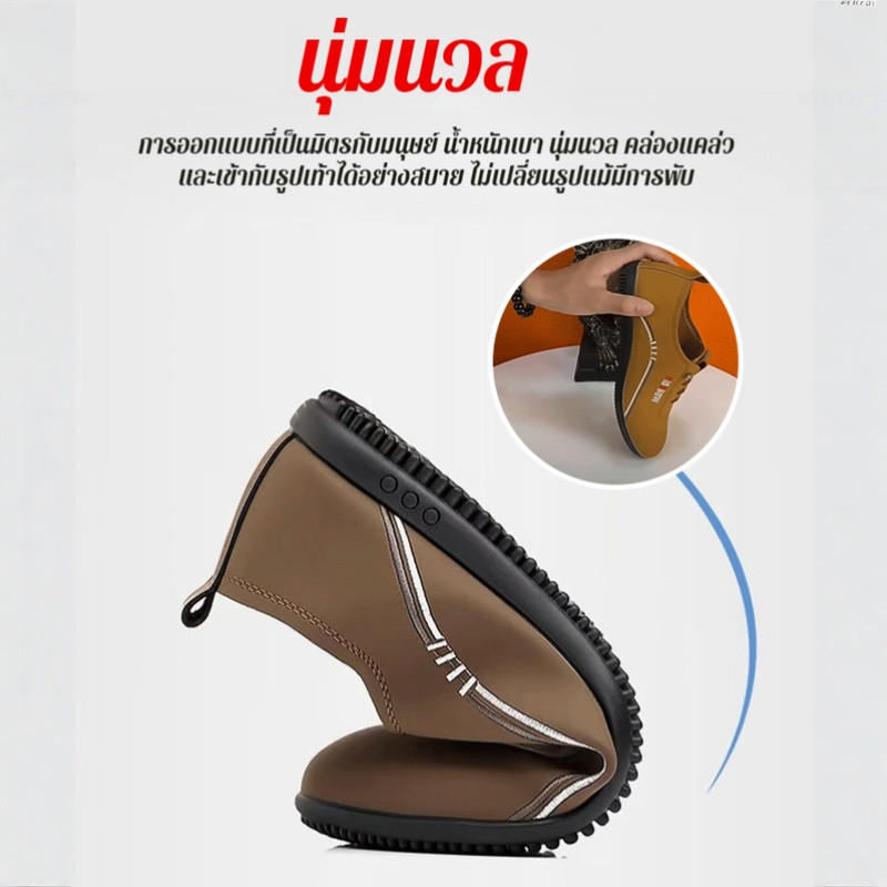 【ของแท้ 100%】รองเท้าหนังสไตล์อังกฤษแมทช์ง่าย  รองเท้าหนังคัทชูแบบสวม แบบเรียบ ทางการ สวมใส่ง่าย ธุรกิจใหม่รองเท้าหนังลําลองชี้รองเท้าหนังระบายอากาศผู้ชาย