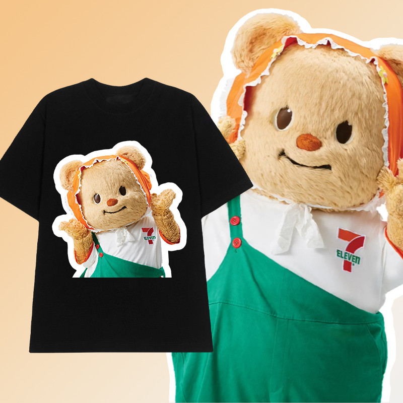 เสื้อน้องหมีเนย หมีเนย 711 Seven Eleven x Butterbear T-Shirt ผ้าCotton100% ผ้า ใส่ได้ ทั้ง ชาย ใส่สบ