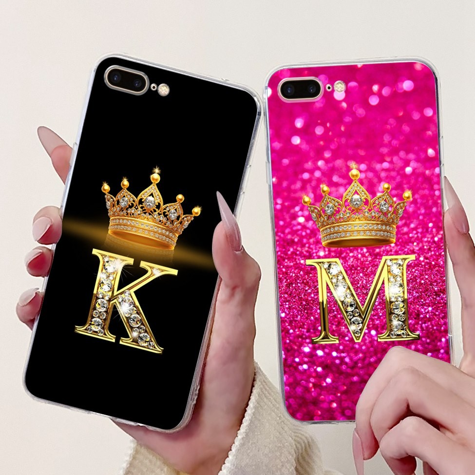 ปลอกสําหรับiphone 7 Plus A1784 กรณี 8Plus A1864 Clear Aesthetic AZ Letter Soft TPUปกหลังสําหรับiPhon