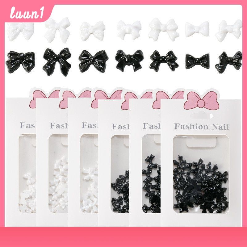 Bow Nail Decoration 30pcs Nail Accessories Bow Nail Art Accessories Resin Ribbon Bow Simple Black An