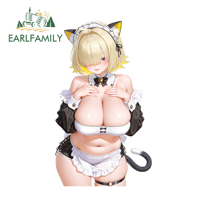 EARLFAMILY แม่บ้าน Elegg เทพธิดาแห่งชัยชนะรถสติกเกอร์ Kawaii Big Boobs อะนิเมะสาว Graffiti รถจักรยานยนต์ Decals Viny รถ Warp