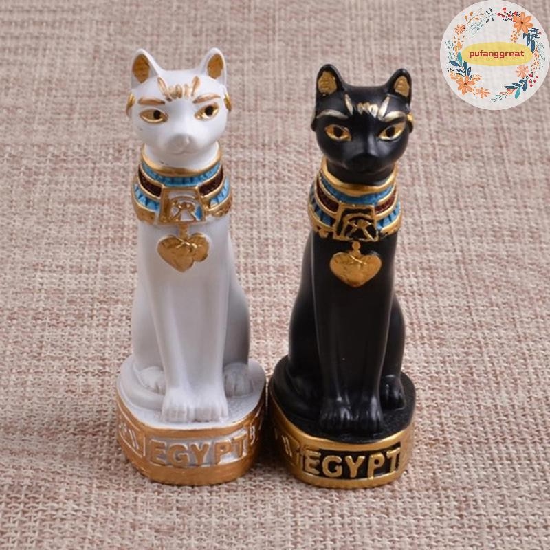 Pufanggreat mini Egyptian Bastet รูปปั้นแมวประติมากรรมอียิปต์เทพธิดารูปแกะสลักตกแต่งบ้าน TH