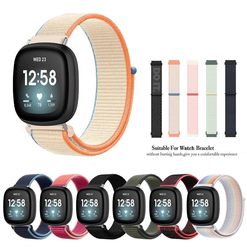 สายรัดไนลอนระบายอากาศสําหรับ Fitbit Versa 4 3 / Sense 2 1