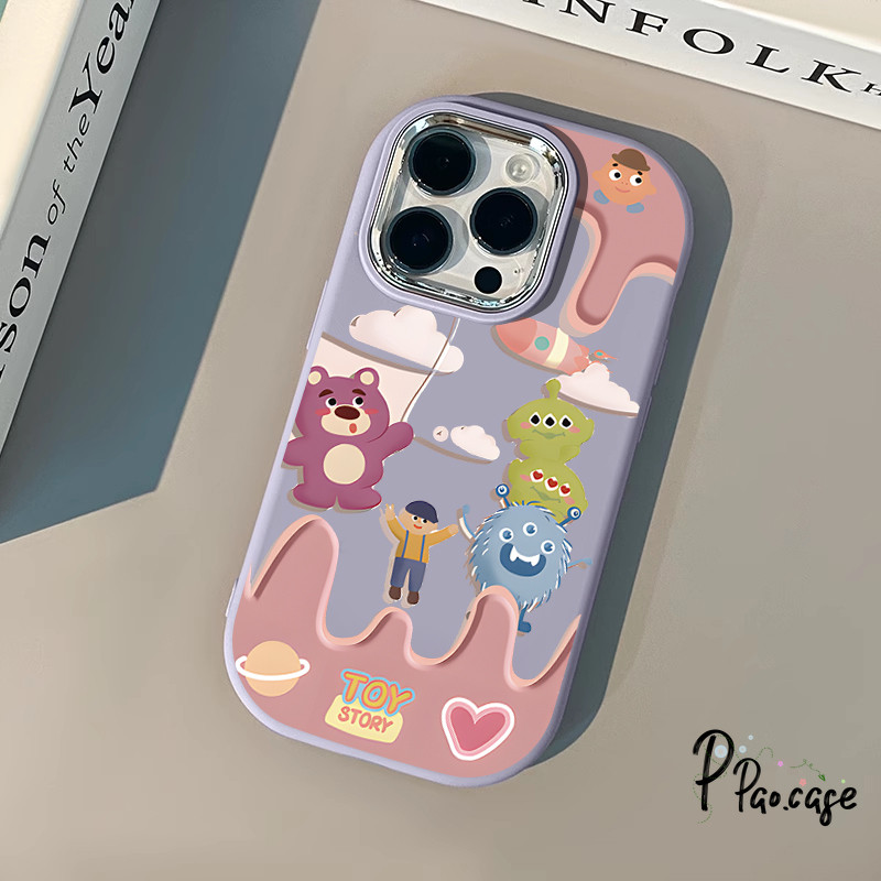 เคสหมีสตรอเบอร์รี่เรื่องน่ารัก เคสไอโฟน13 สำหรับ IPhone 16 13 11 12 14 8 13 15 11 16 Pro Max XR 7 11 14 Max XS X Plus - รูปที่ 3