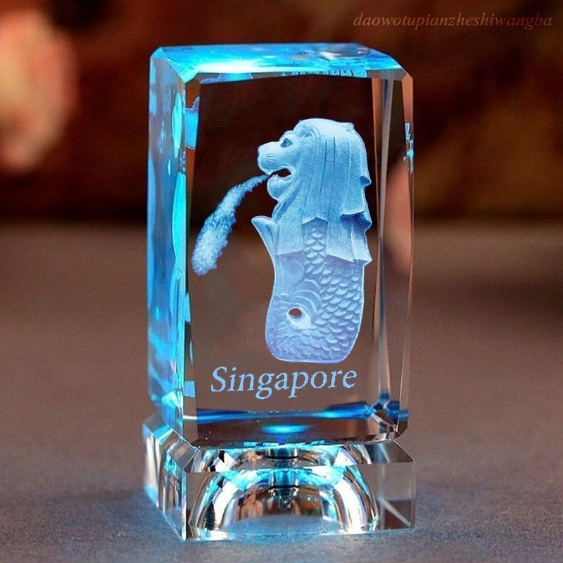 World Landmark Building คริสตัลภายในแกะสลักเครื่องประดับ Luminous Fishtail Lion London New York หอไอ