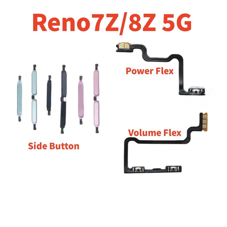 เปิดปุ่มปรับระดับเสียง flex สําหรับ OPPO Reno 7Z 8Z 5G CPH2343 โทรศัพท์ด้านข้าง Key Up Down Flex Cable