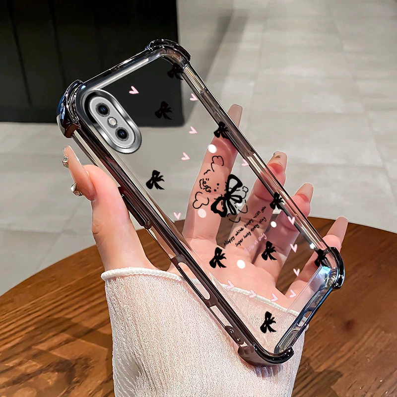 เคสสําหรับ iPhone X XS XS MAX เคสโทรศัพท์ TPU 2025 กันกระแทกการออกแบบใหม่รักโบว์อุปกรณ์เสริมฝาครอบ SZ26