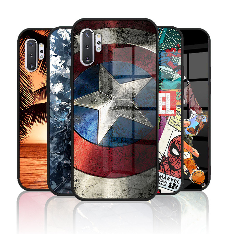 ปลอกแก้วสําหรับ Samsung galaxy Note 10 / Note 10 plus เคสกระจกคุณภาพสูง ฝาหลังแบบแข็ง ขอบซิลิคอนอ่อน