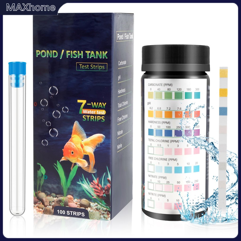 100/200 ชิ้น 7 in 1 ชุดทดสอบตู้ปลา ชุดแถบทดสอบค่า pH ชุดตรวจคุณภาพน้ำ พร้อมท่อทด ที่ตรวจค่า pH ในน้ำ