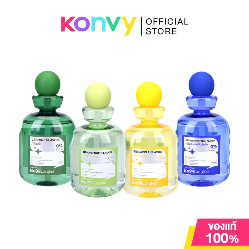 BuooLa Mouthwash บูโอล่า น้ำยาบ้วนปาก 410ml (Jasmine/Grapefruit/Pineapple/Peppermint)