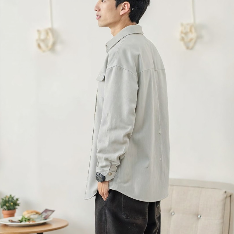 Eershenshi เสื้อเชิ้ตผู้ชายอินเทรนด์ Vibe สไตล์เกาหลี Pu Shuai เสื้อเชิ้ตผู้ชายสไตล์อเมริกัน ราคา ถูกที่สุด ดีลบีเคเค แกลเลอรีภาพที่ 5