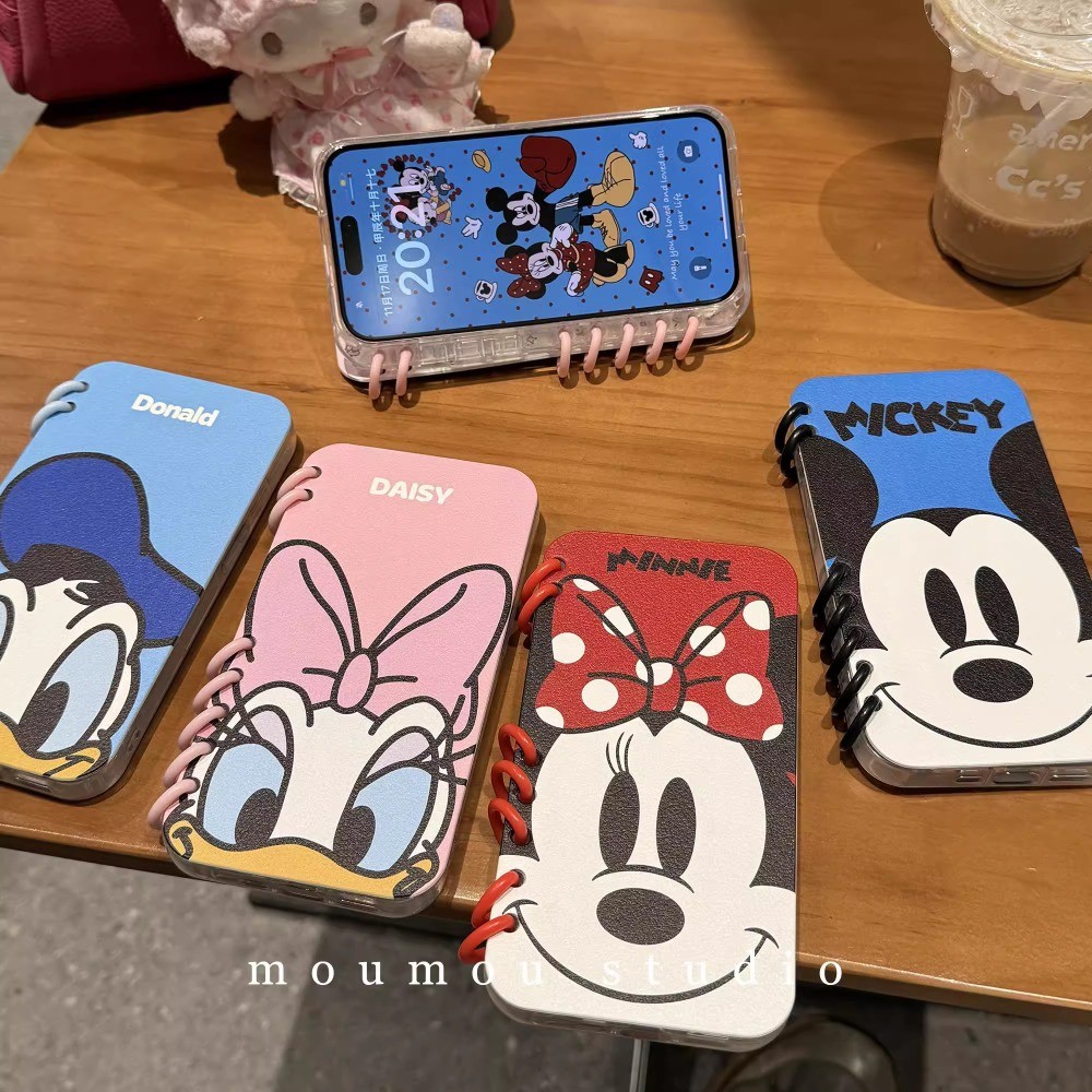 น่ารักการ์ตูนดิสนีย์สัตว์iphoneกรณีพลิกโน๊ตบุ๊คกรณีiphone 14 Pro Maxหนังกันน้ําสําหรับIPhone 16 15 14 13 12 11 Pro Max 16 15 14 Plusปกหลัง