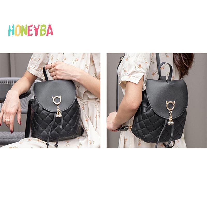 <Honeyba> Women PU Leather Shoulder Mini Small Backpack Multi-Function Student Backpack Nice