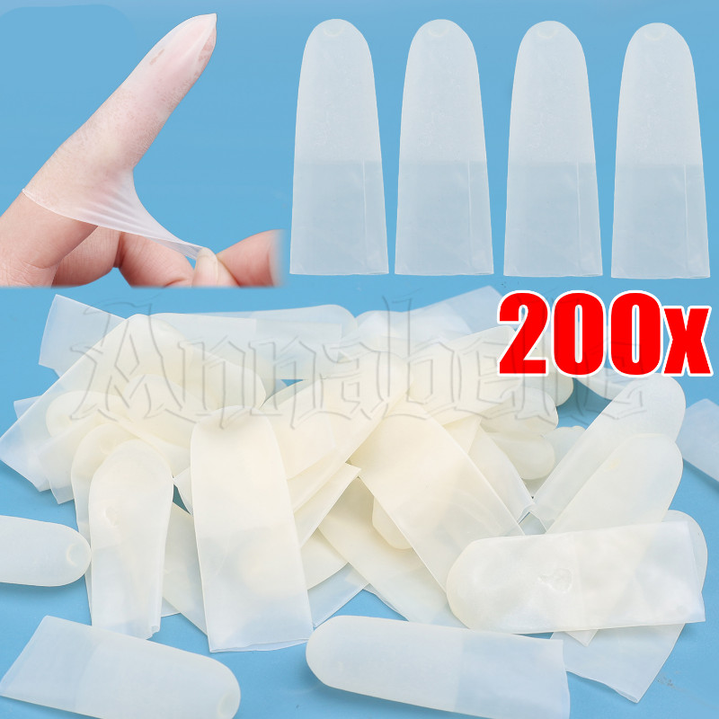 200ชิ้นทิ้งน้ํายางนิ้วครอบคลุม-ลื่น,ป้องกันไฟฟ้าสถิตย์-ทนทานทํางานนิ้วครอบคลุม-บางเฉียบยืดหยุ่นน้ํายางปลายนิ้วถุงมือ-ปลอดฝุ่นนิ้วปก