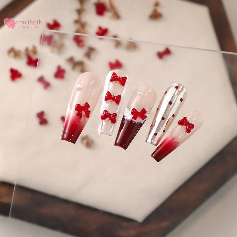 RENBG 50 ชิ้นริบบิ้นเรซิ่นโบว์เล็บ Charms Bowknot 3D รูปที่ 3