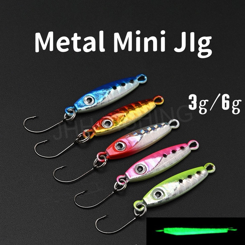 【3g/6g】mini Jig พร้อมตะขอเดี่ยวเหยื่อตกปลา glitter micro mini แผนที่ sub เหยื่อเหยื่อปลอม clamp fast slow clamp เลเซอร์