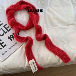 Uumir ผ้าพันคอแถบยาว, สีทึบนุ่ม Y2K สาวผ้าพันคอ, สไตล์เกาหลี…