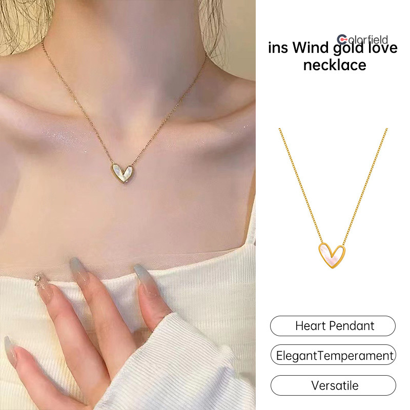 Colorfield Gold Heart Necklace Female Niche Light Luxury Collarbone Chain Versatile Simple Necklace