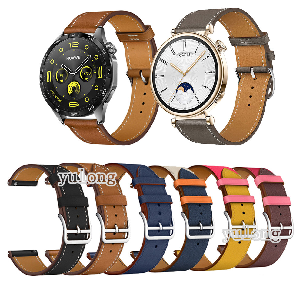 20 มม.22 มม.สายหนังสําหรับนาฬิกา Huawei GT5 GT3 GT4 SE GT2 GT2e Watch4 Watch3 Pro GT 2 3 4 2e 42 มม.43 มม.46 มม.เปลี่ยนสายนาฬิกาอัจฉริยะ