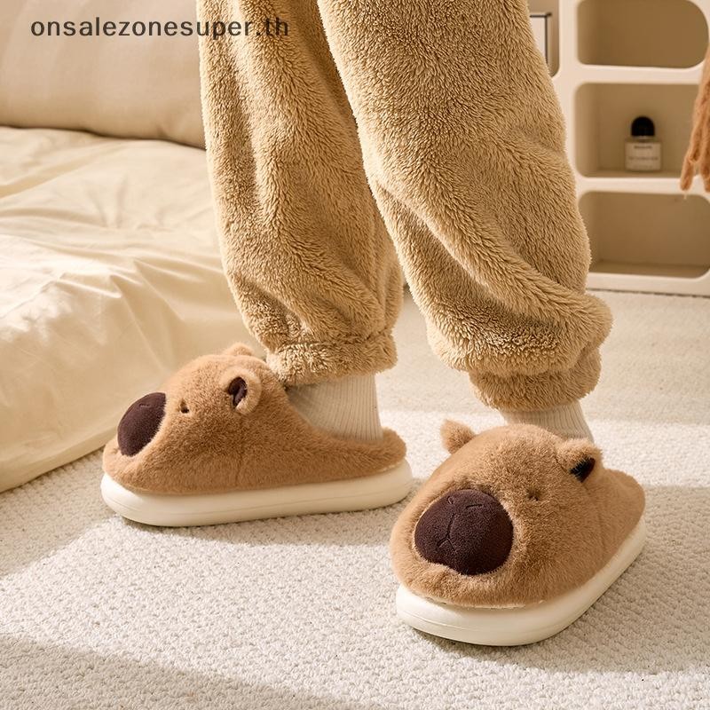 Ons Plush Capybara รองเท้าแตะรองเท้าแตะปิดนิ้วเท้าน่ารัก Slip-on House รองเท้าสบาย Furry เดินรองเท้าลื่นสําหรับห้องนอนในร่มที่ - รูปที่ 5