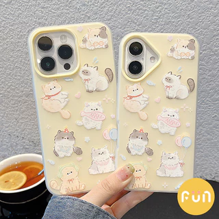 น่ารักแมวสุนัขเคลือบโทรศัพท์มือถือกรณีเข้ากันได้สําหรับ ไอโฟน 16 15 14 13 มือโปร สูงสุด 16โปรแม็กซ์ รูใหญ่ช็อกทนป้องกัน ทีพียู + พีซี 2 ใน 1 ปกหลัง