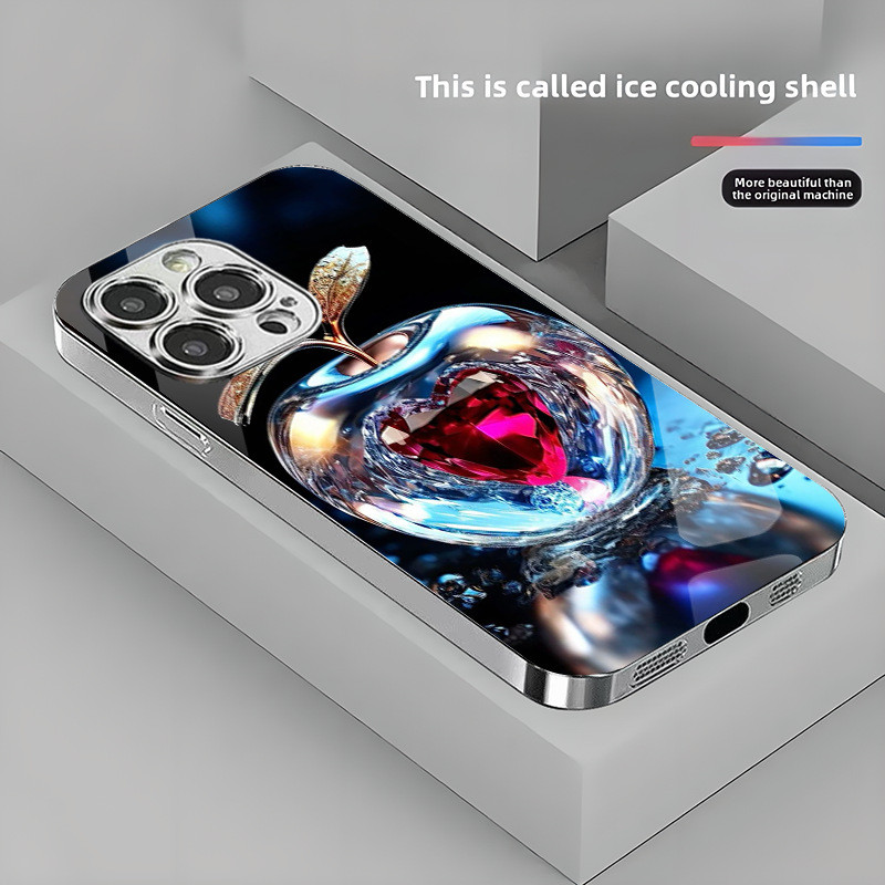 เคส Apple รูปหัวใจสีแดงแก้วชุบเงินสําหรับ iPhone 16 15promax 14plus ความรู้สึกระดับไฮเอนด์ 13mini 12 11promax รวมทุกอย่าง 6 7 8plus Xsmax X