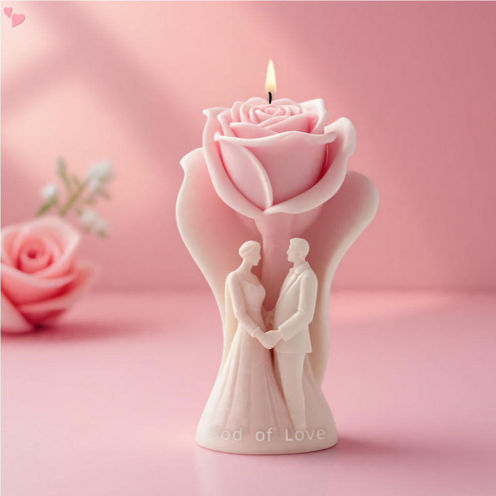 เสากุหลาบเทียนซิลิโคนแม่พิมพ์แฮนด์เมดวันวาเลนไทน์คนรักสบู่ยิปซั่มเรซิ่นแม่พิมพ์ตกแต่งงานแต่งงานงานฝีมือของขวัญ