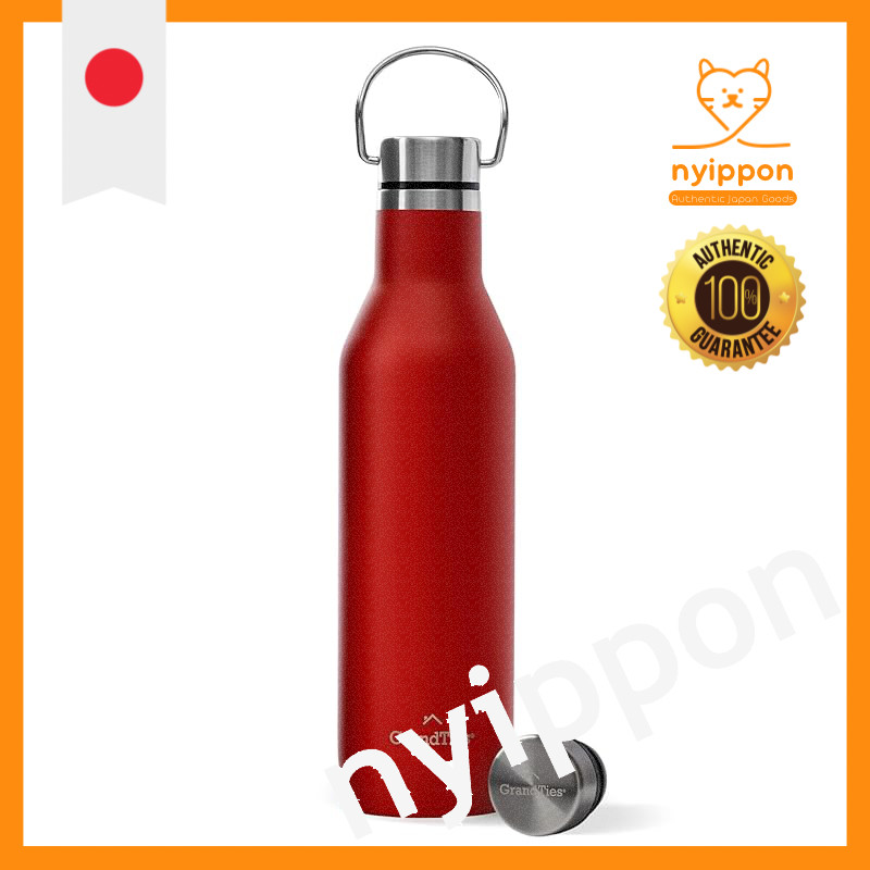 GRANDTIES Premium Travel Bottle 620ml - Vacuum Insulated Dual Structure & Stylish Wine Bottle Shape 