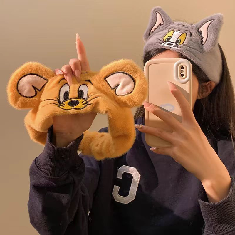 การ์ตูนน่ารักแมวและเมาส์ ที่คาดผมสำหรับ influencers สาว พร้อมหน้ากากและHairpin ตกแต่งเส้นผม