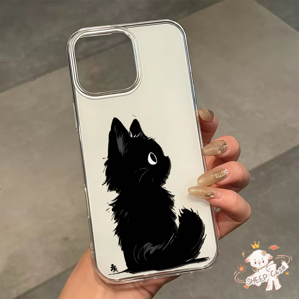 ✨ นี่ยม! ✨ เคสครีม IMD แมวขาวดำน่ารัก สําหรับIPhone16 15 13 12 11 7 8plus Pro Promax X XR XS ทนต่อการเสียดสี คุณภาพสูง ราคา ถูกที่สุด ดีลบีเคเค แกลเลอรีภาพที่ 2