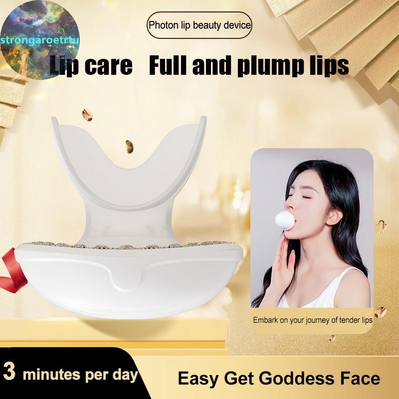 Strongaroetrtu Lip Beauty อุปกรณ์กําจัดริ้วรอย LED เครื่องทําความร้อนแบบพกพา Lip Protector แสงอินฟรา