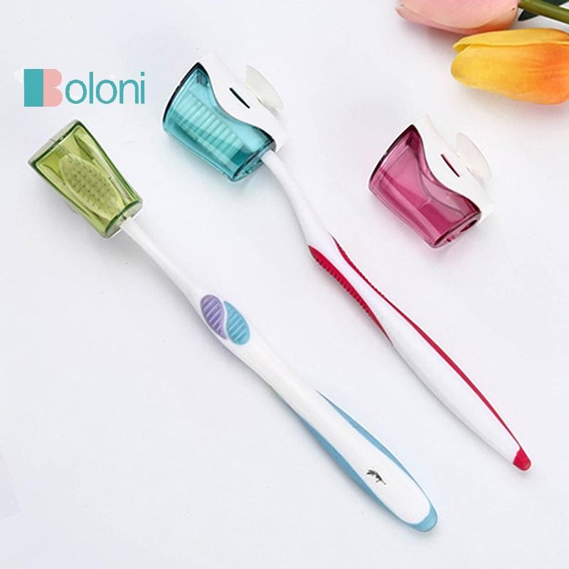 [โบโลนี] ที่เก็บของสําหรับเดินทางผ้าคลุมแปรงสีฟันตัวป้องกันกันฝุ่นห้องน้ําที่วางแปรงสีฟันถ้วยดูดติดผนังชั้นวางใหม่