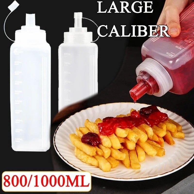 ขวดใส่เครื่องปรุงบีบลํากล้องขนาดใหญ่ 1-5 ชิ้นพร้อมฝาปิด / ซอสมะเขือเทศอเนกประสงค์มัสตาร์ดภาชนะซอสร้อน