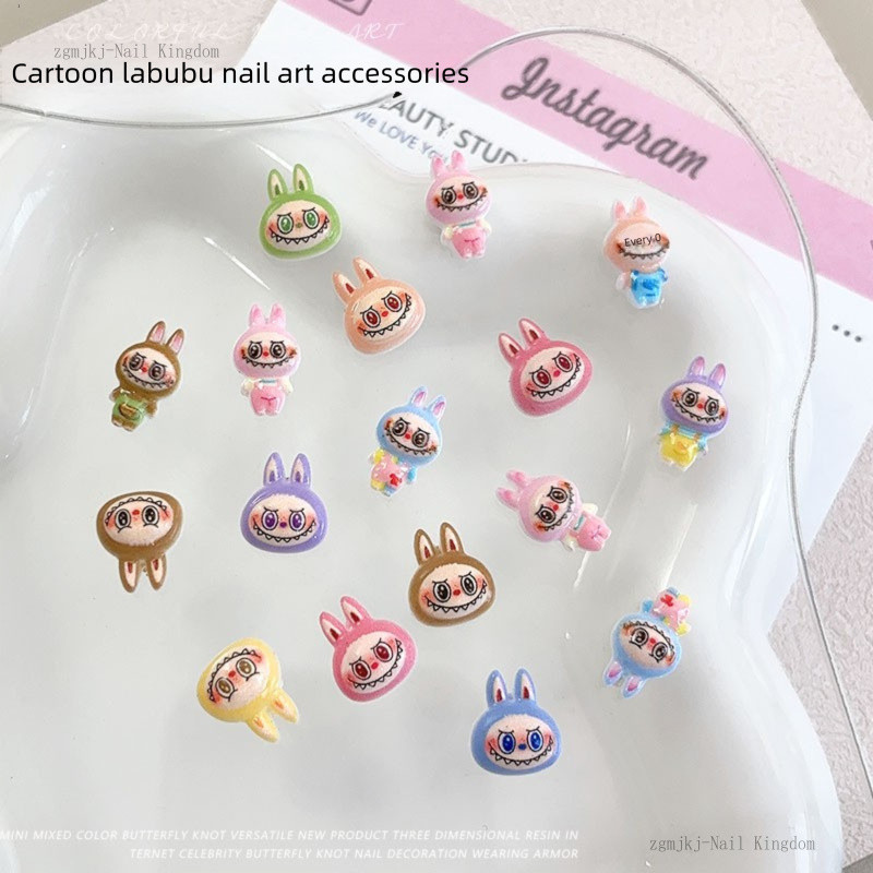 20 ชิ้นน่ารักการ์ตูน labuboo เล็บอุปกรณ์เสริม/labuboo Face เรซิ่นตกแต่งเล็บ/DIY Patch ตกแต่ง