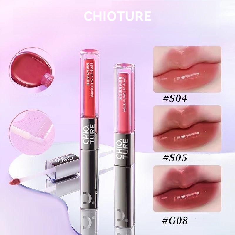 CHIOTURE ลิปกลอส สองหัว กระจก ลิปกลอส แมตต์ ลิปกลอส